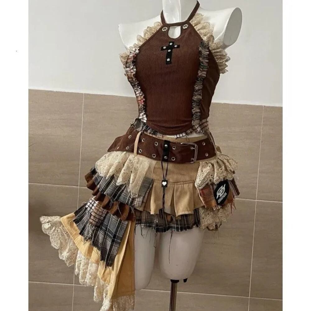 Y2K Steam Punk Fantasy Anime Cosplay 2 Piece Dress & Top Set - Size XS (0-2)
